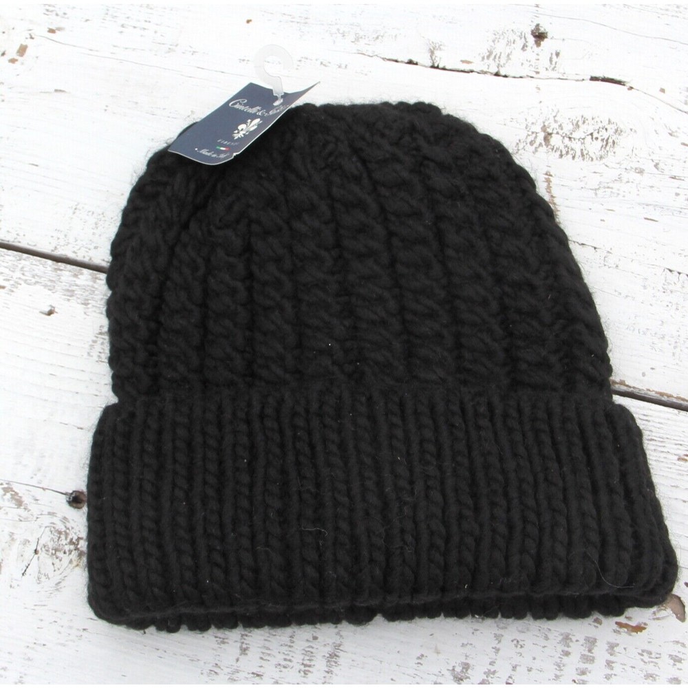 Cintelli & Galluzzo Women's One Size Black Knit Beanie Hat NEW Made in Italy